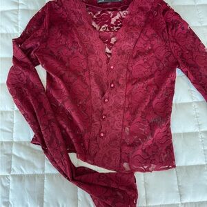 Stylish Burgundy Lace Top